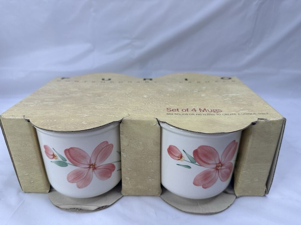 Furio Jewflora Floral Handpainted Coffee Cup Mug Set Of 4 Cottagecore Granny